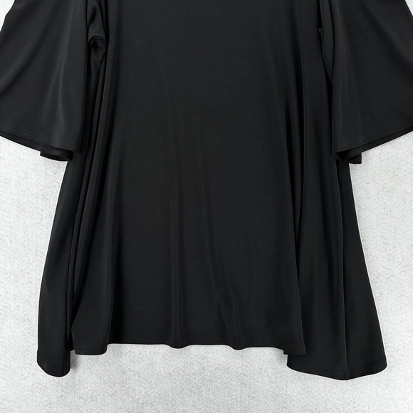 Simpli Canada Tunic Top Womens 14 Cold Shoulder Short Sleeve Asymetrical‎ Black - Picture 8 of 14